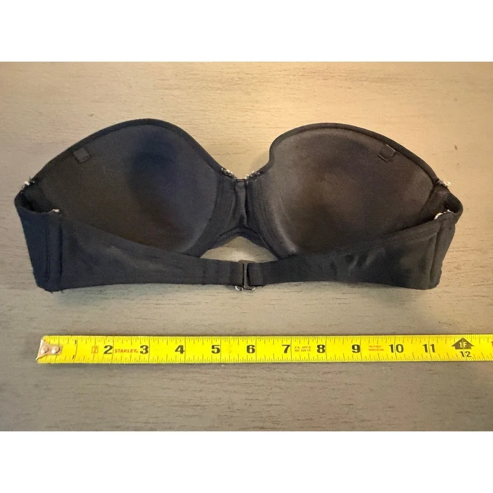 Old Navy Black Strapless Underwire Bikini Swim Top Small S Molded Cups Seamed